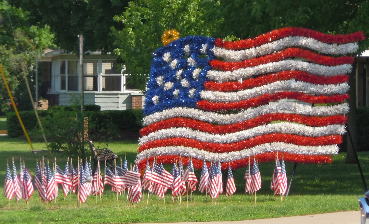 American Flag art in park